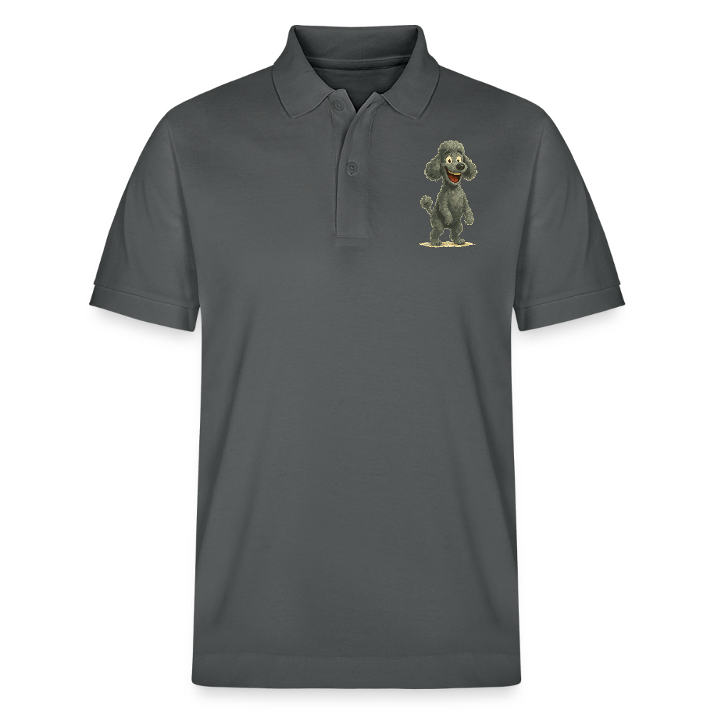 Pudel Poloshirt mit breitem Grinsen Lustiger Cartoon – Witziges Hunde Design für Pudel Fans und Hundeliebhaber - Anthrazit