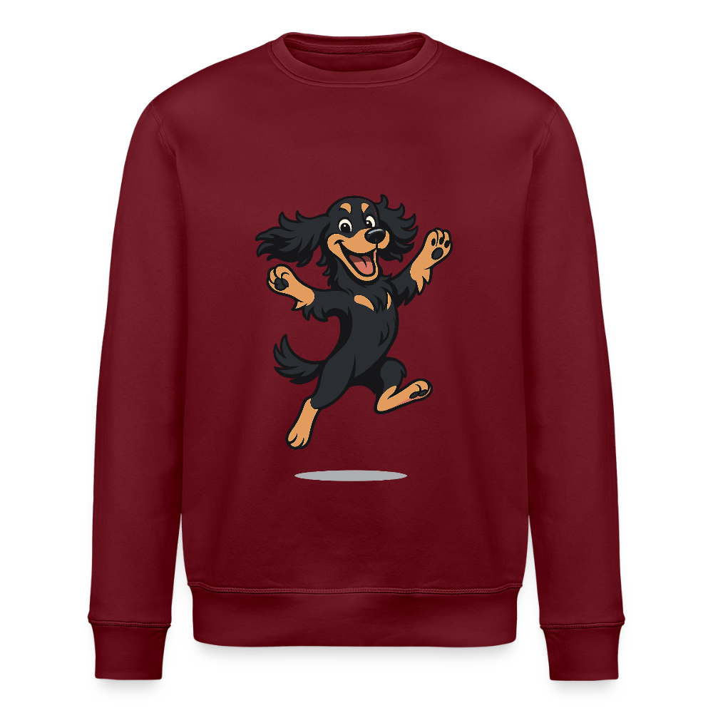 Cocker Spaniel Sweatshirt - fröhlicher hüpfender Cartoon  – lustiges Hundemotiv voller Freude, Geschenkidee für Hundeliebhaber und Tierfreunde - Burgunderrot