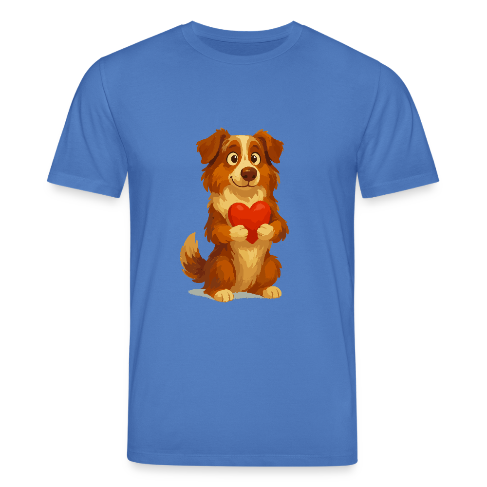Australian Shepherd T-Shirt Süßer Cartoon mit Herz – Liebevolles Hunde Motiv für Valentinstag, Freundschaft und Geschenkideen - Achtsames Blau