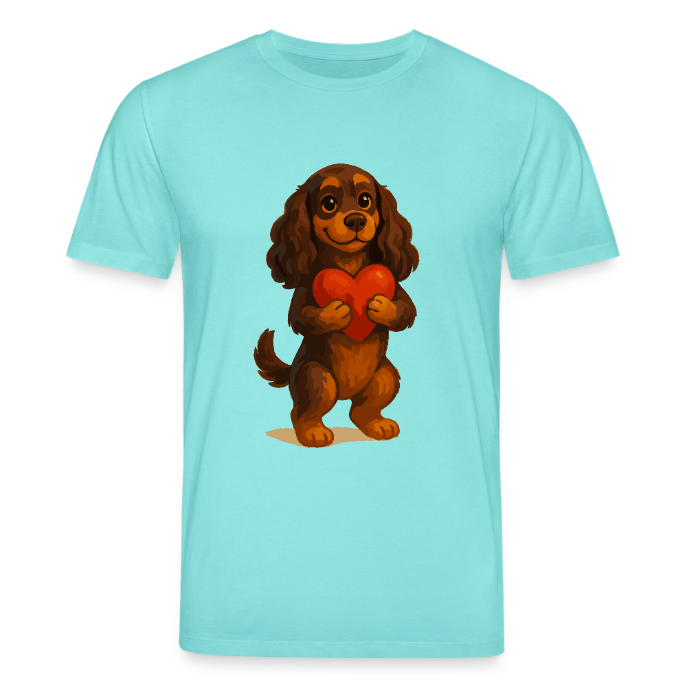 Cocker Spaniel T-Shirt mit Herz – Süßer Cartoon Hund, perfektes Motiv für Valentinstag und Hundeliebhaber - Poolblau