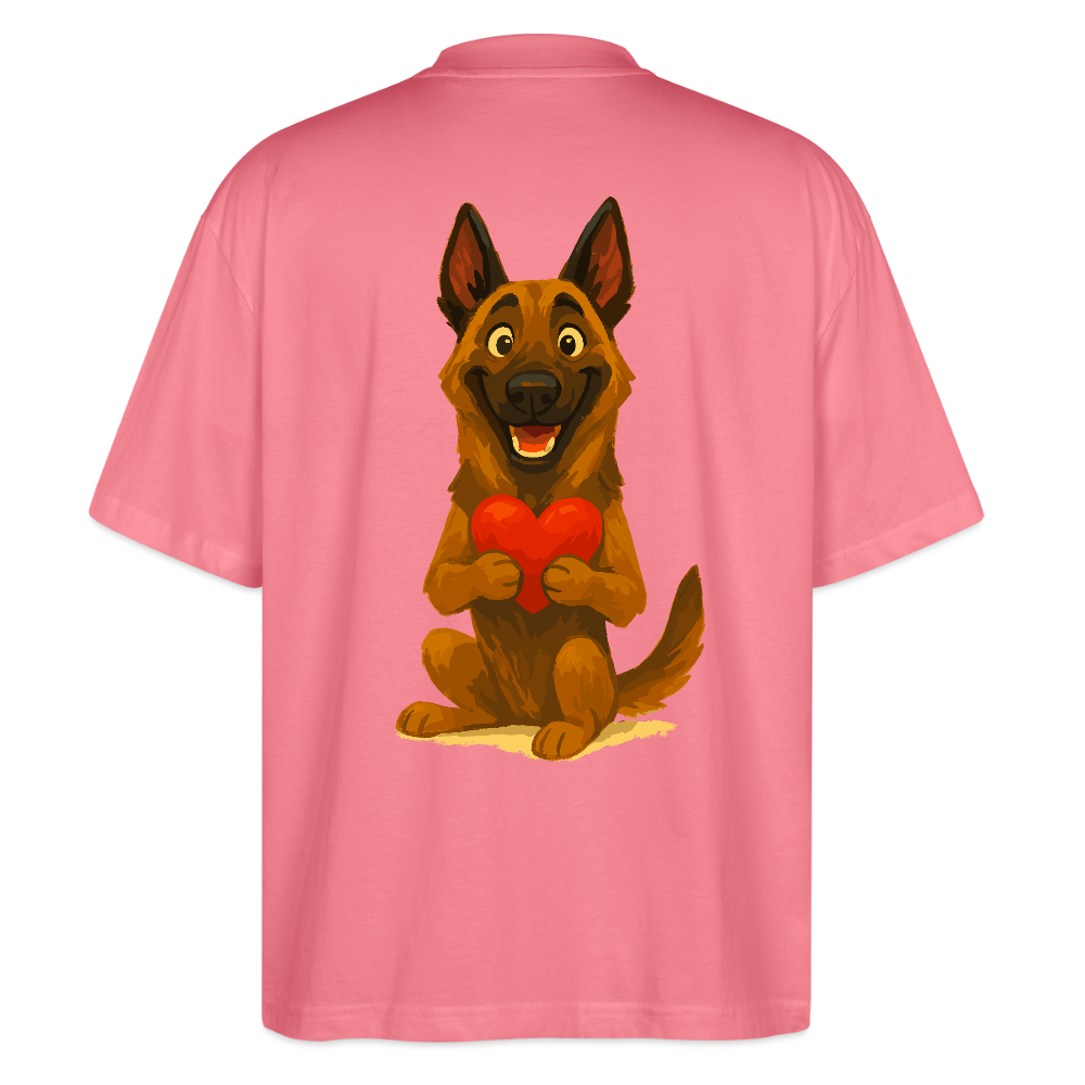Malinois Oversized mit Herz Cartoon – liebevoller Belgischer Schäferhund als Hunde Motiv für Hundeliebhaber und Geschenkideen - Pink