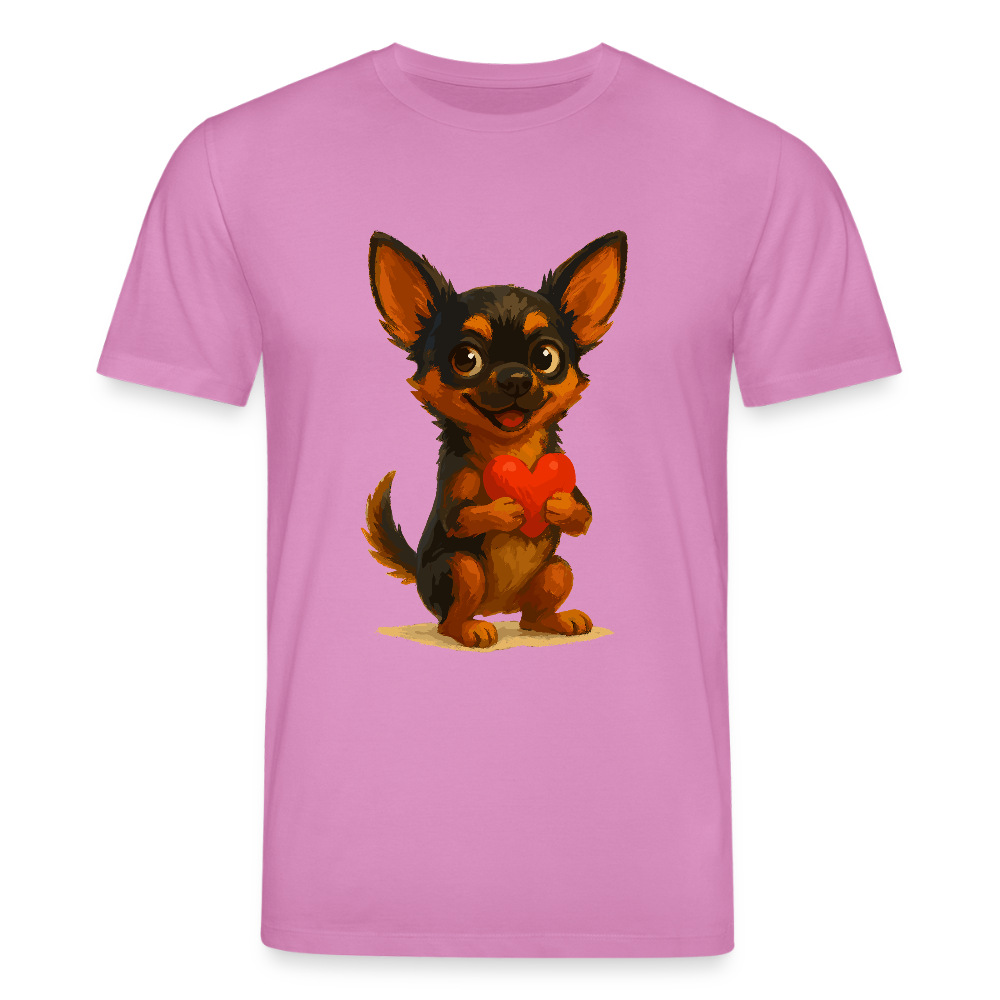Chihuahua T-Shirt Cartoon Hund mit Herz – süßes Tiermotiv, Geschenkidee für Hundefans, Valentinstag und romantische Anlässe - Pink