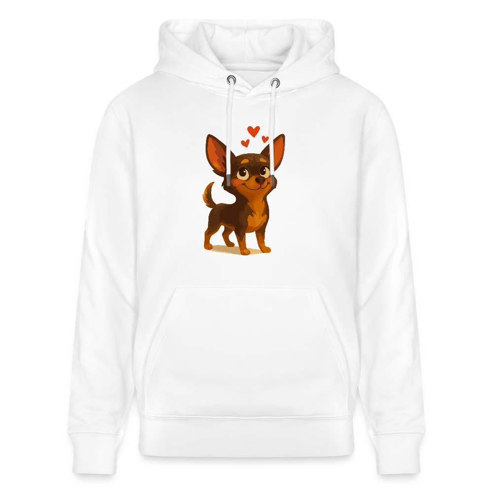 Verliebter Chihuahua Hoodie Cartoon Hund mit Herzen – süßes romantisches Tiermotiv, Geschenkidee für Valentinstag und Hundefans - Weiß