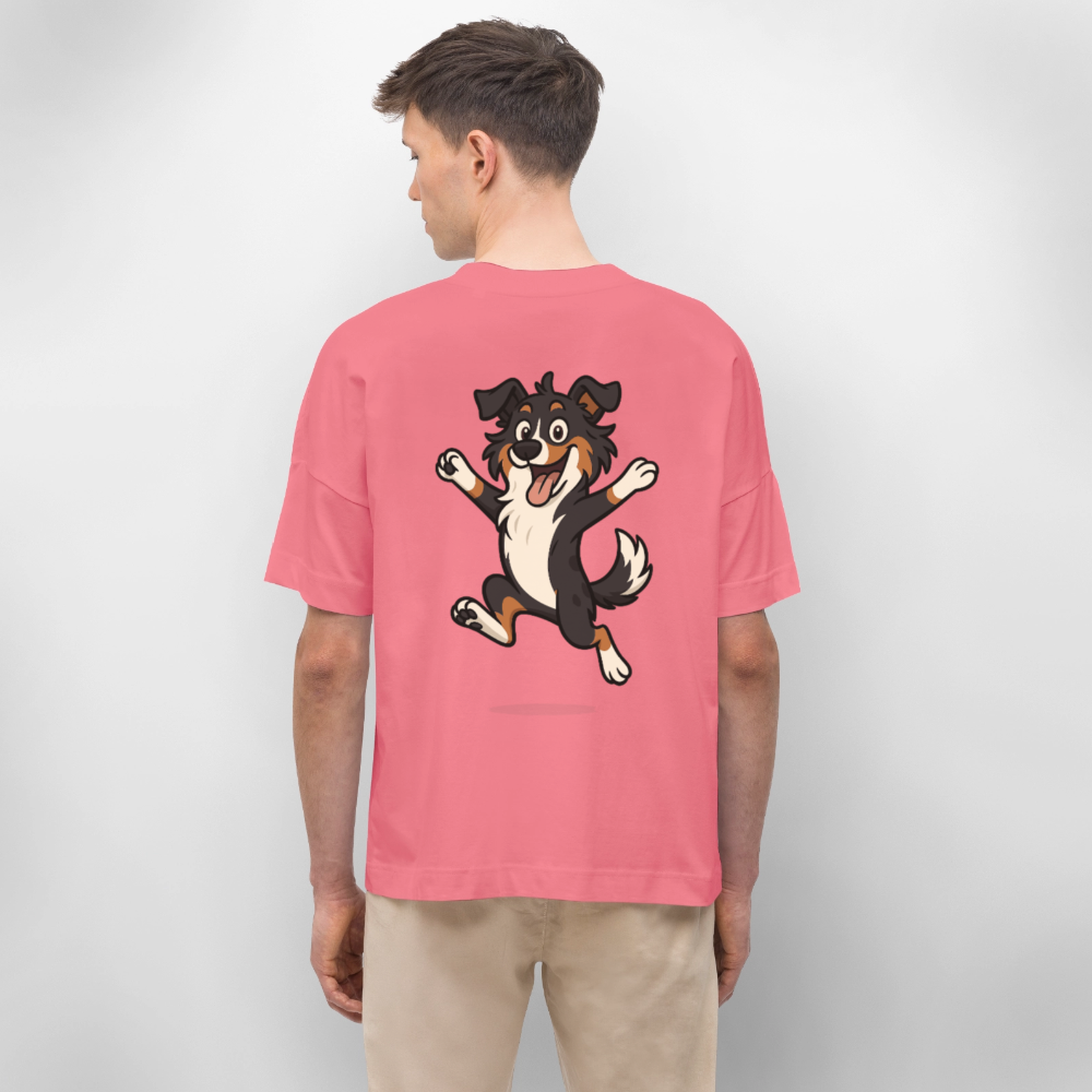 Australian Shepherd Oversized Cartoon hüpfend – Fröhliches Hunde Motiv voller Freude und Energie für Hundeliebhaber und Geschenkideen - Pink