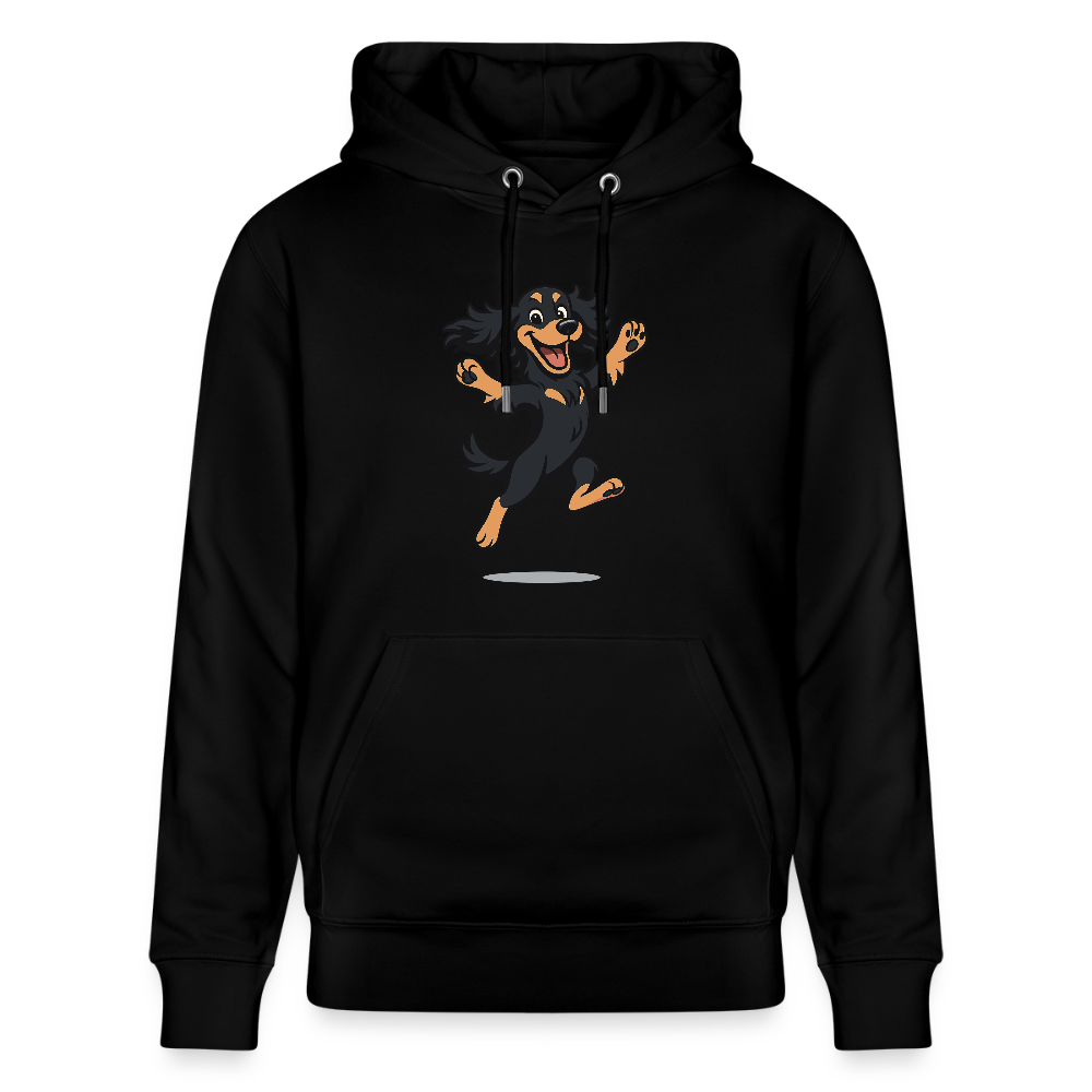 Cocker Spaniel Hoodie - fröhlicher hüpfender Cartoon  – lustiges Hundemotiv voller Freude, Geschenkidee für Hundeliebhaber und Tierfreunde - Schwarz