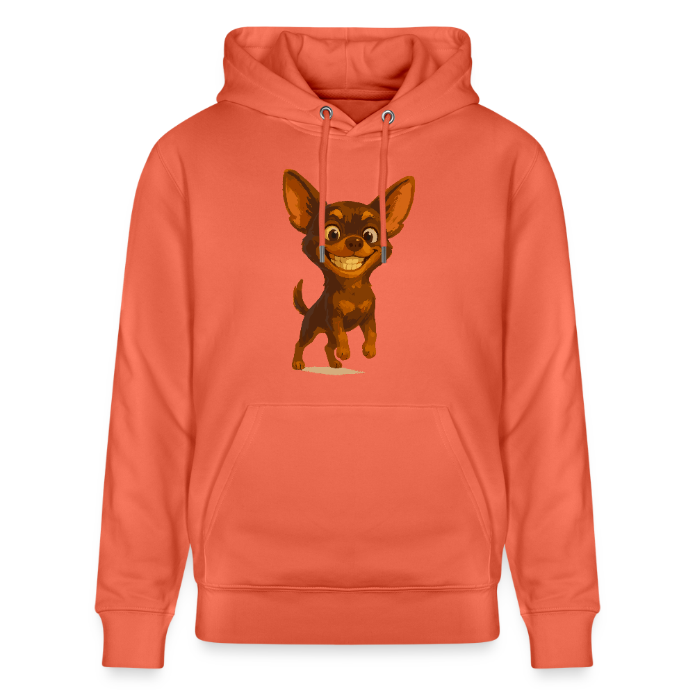 Grinsender Chihuahua Hoodie Cartoon Hund – witziges Tiermotiv mit großem Lächeln, Geschenkidee für Hundefans und Tierfreunde - Hellrot