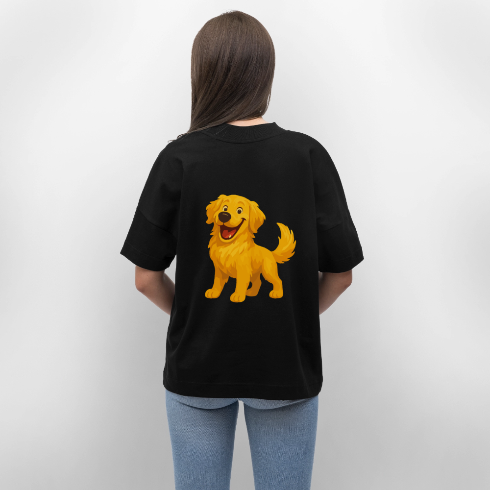 Golden Retriever Oversized Fröhlicher Cartoon – lachendes Hundemotiv, süßes Geschenk für Hundeliebhaber und Tierfreunde - Schwarz