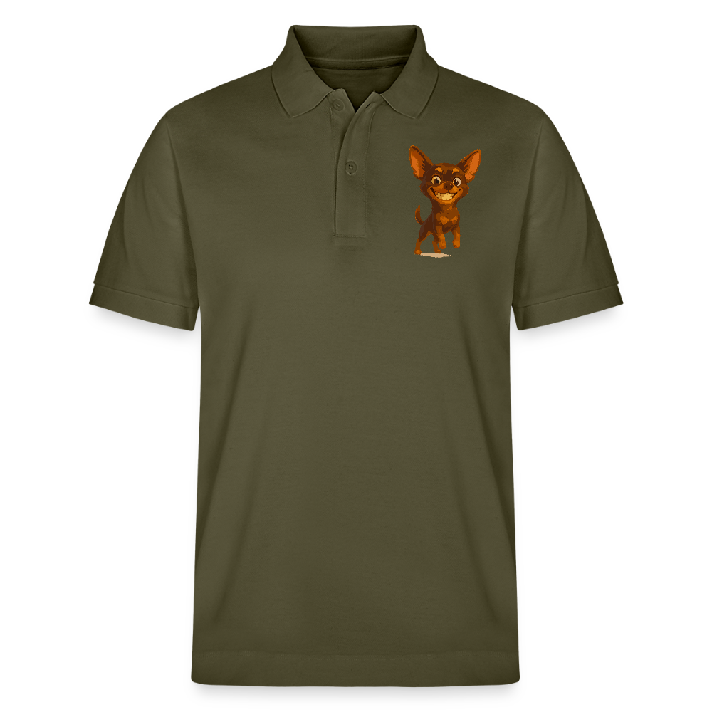 Grinsender Chihuahua Poloshirt Cartoon Hund – witziges Tiermotiv mit großem Lächeln, Geschenkidee für Hundefans und Tierfreunde - Khaki