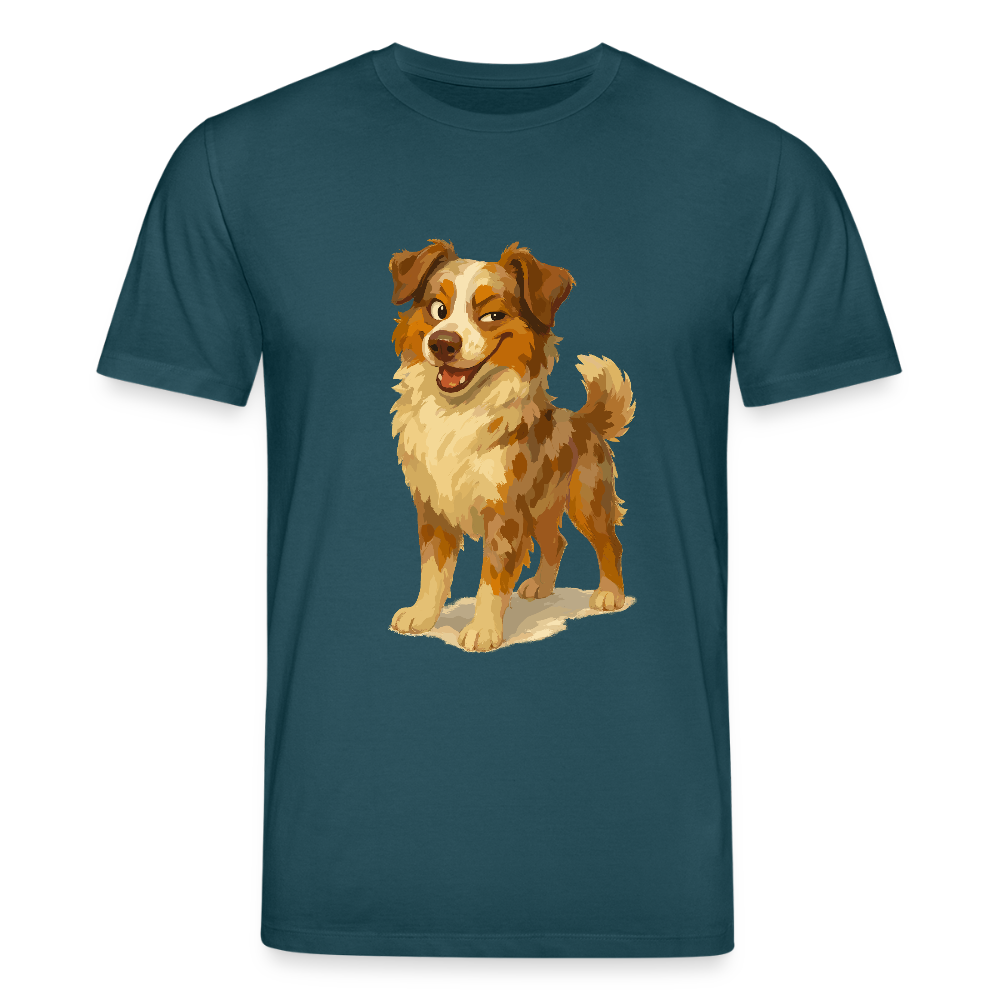 Australian Shepherd T-Shirt Frecher Cartoon mit verschmitztem Grinsen – Humorvolles Hunde Motiv für Tierfreunde und Geschenkideen - Dunkles Petrol