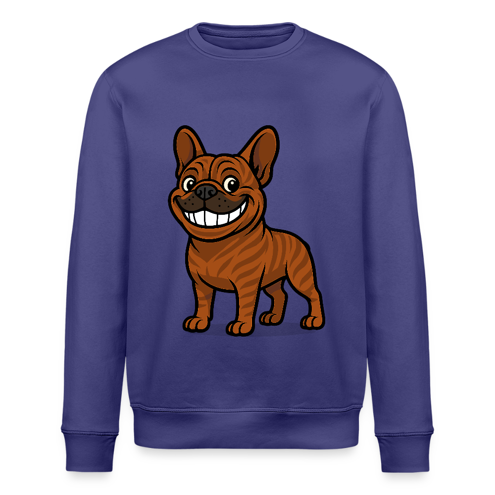 Französische Bulldogge Sweatshirt - Cartoon mit breitem Grinsen – Lustiges Hunde Motiv für Humor-Fans, Tierfreunde und Geschenkideen - Dämmerung