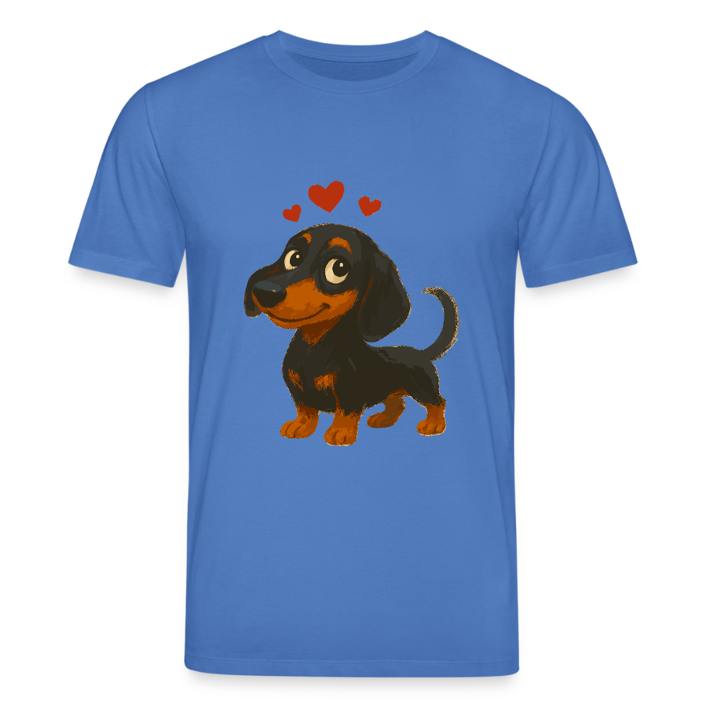 Dackel T-Shirt – Verliebter Cartoon Dachshund | Süßer Hund Pullover Geschenk mit Herzen für Valentinstag & Hundefans - Achtsames Blau