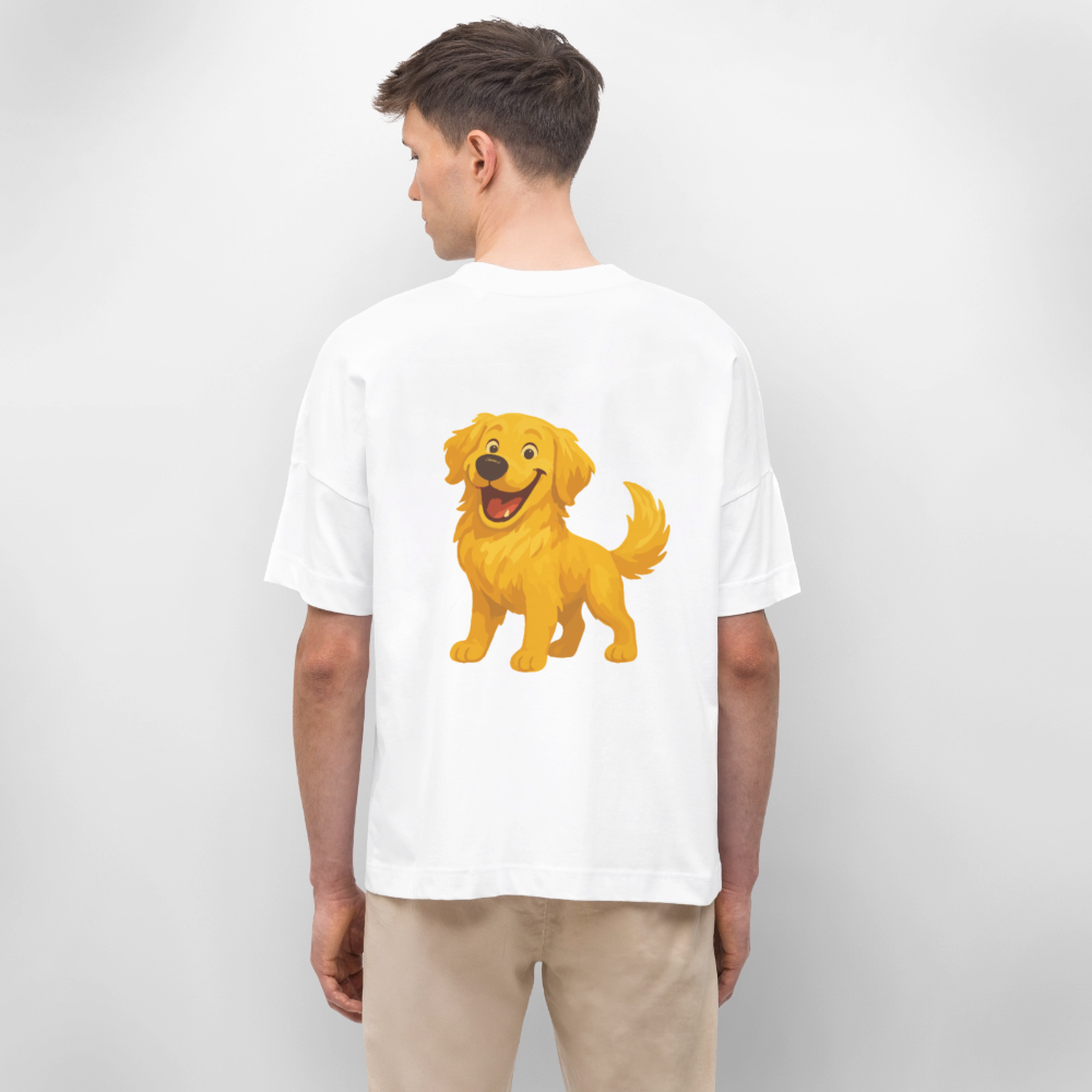 Golden Retriever Oversized Fröhlicher Cartoon – lachendes Hundemotiv, süßes Geschenk für Hundeliebhaber und Tierfreunde - Weiß