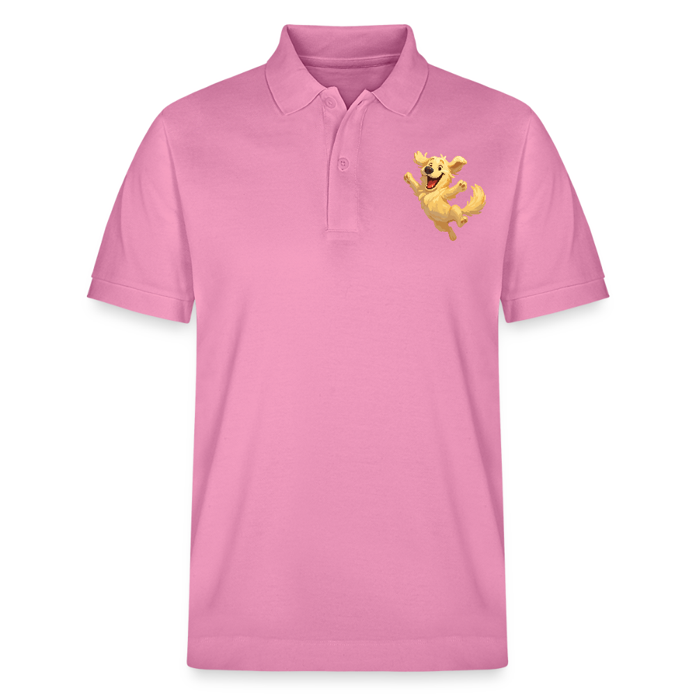 Golden Retriever Poloshirt Springender Cartoon – fröhliches Hundemotiv, perfektes Geschenk für Hundeliebhaber und Tierfreunde - Blasenrosa