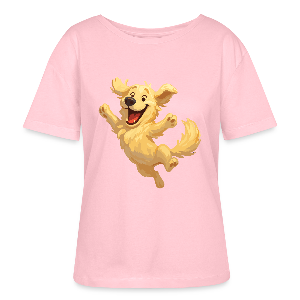 Golden Retriever Shirt Springender Cartoon – fröhliches Hundemotiv, perfektes Geschenk für Hundeliebhaber und Tierfreunde - Hellrosa