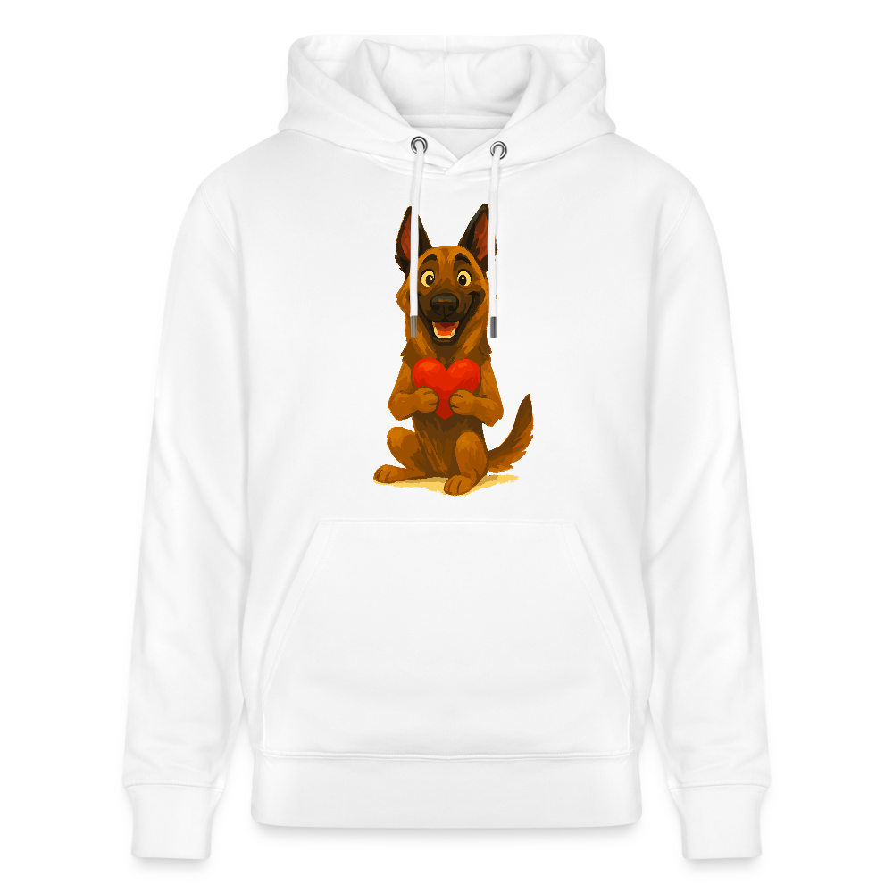 Malinois Hoodie mit Herz Cartoon – liebevoller Belgischer Schäferhund als Hunde Motiv für Hundeliebhaber und Geschenkideen - Weiß