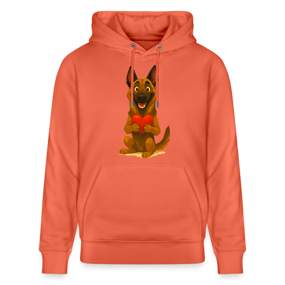 Malinois Hoodie mit Herz Cartoon – liebevoller Belgischer Schäferhund als Hunde Motiv für Hundeliebhaber und Geschenkideen - Hellrot