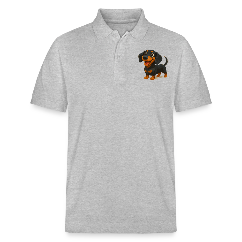 Dackel Poloshirt – Fröhlicher Cartoon Dachshund | Niedlicher Hund Pullover Geschenk für Hundefans - Grau meliert