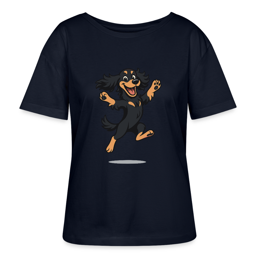 Cocker Spaniel Shirt - fröhlicher hüpfender Cartoon  – lustiges Hundemotiv voller Freude, Geschenkidee für Hundeliebhaber und Tierfreunde - Navy
