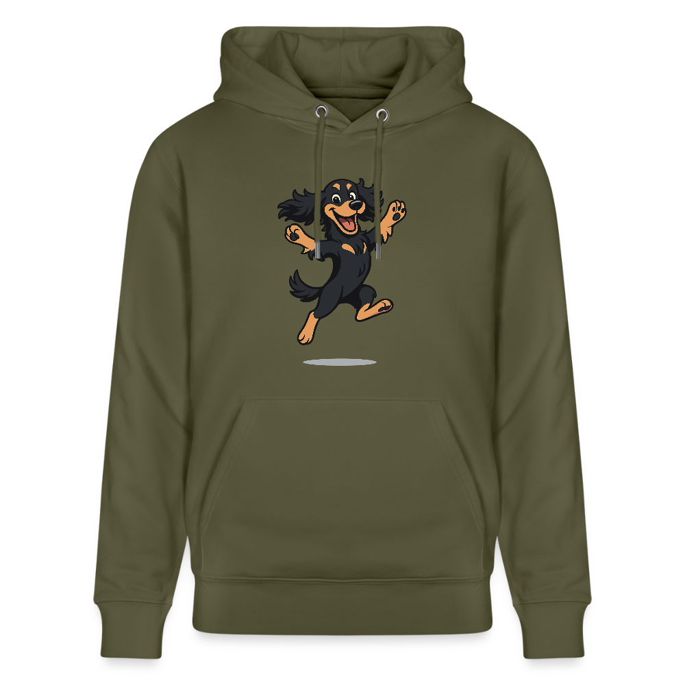 Cocker Spaniel Hoodie - fröhlicher hüpfender Cartoon  – lustiges Hundemotiv voller Freude, Geschenkidee für Hundeliebhaber und Tierfreunde - Khaki Grün