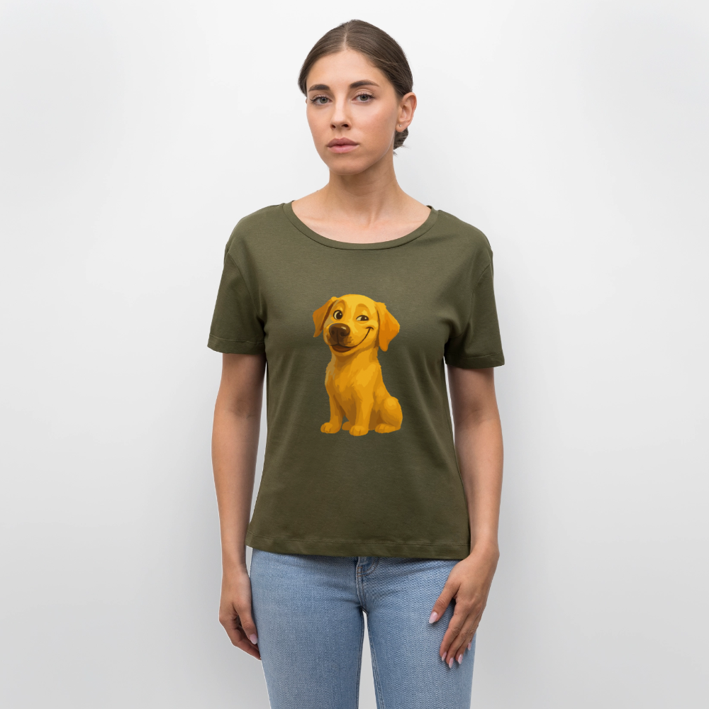 Labrador Shirt – Grinsender Cartoon Hund | Lustiges Geschenk für Hundebesitzer, Hundefans und Labrador-Liebhaber - Khaki