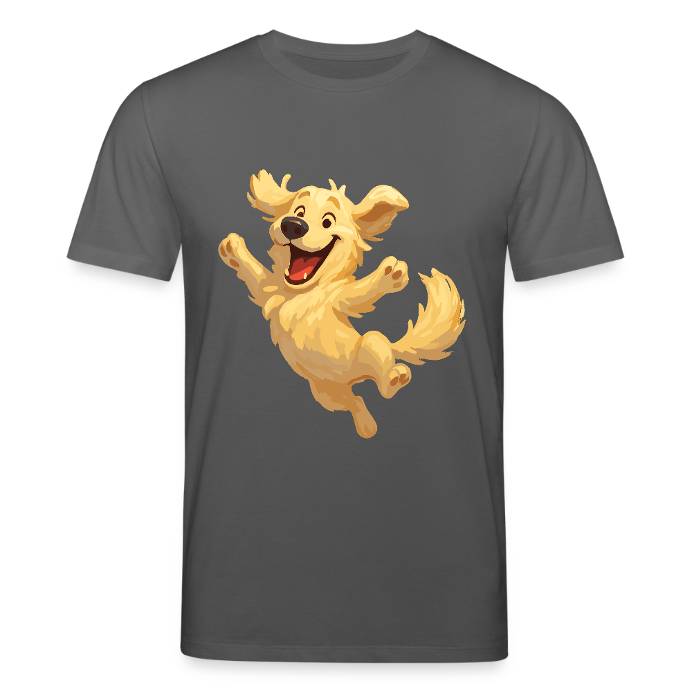 Golden Retriever T-Shirt Springender Cartoon – fröhliches Hundemotiv, perfektes Geschenk für Hundeliebhaber und Tierfreunde - Anthrazit