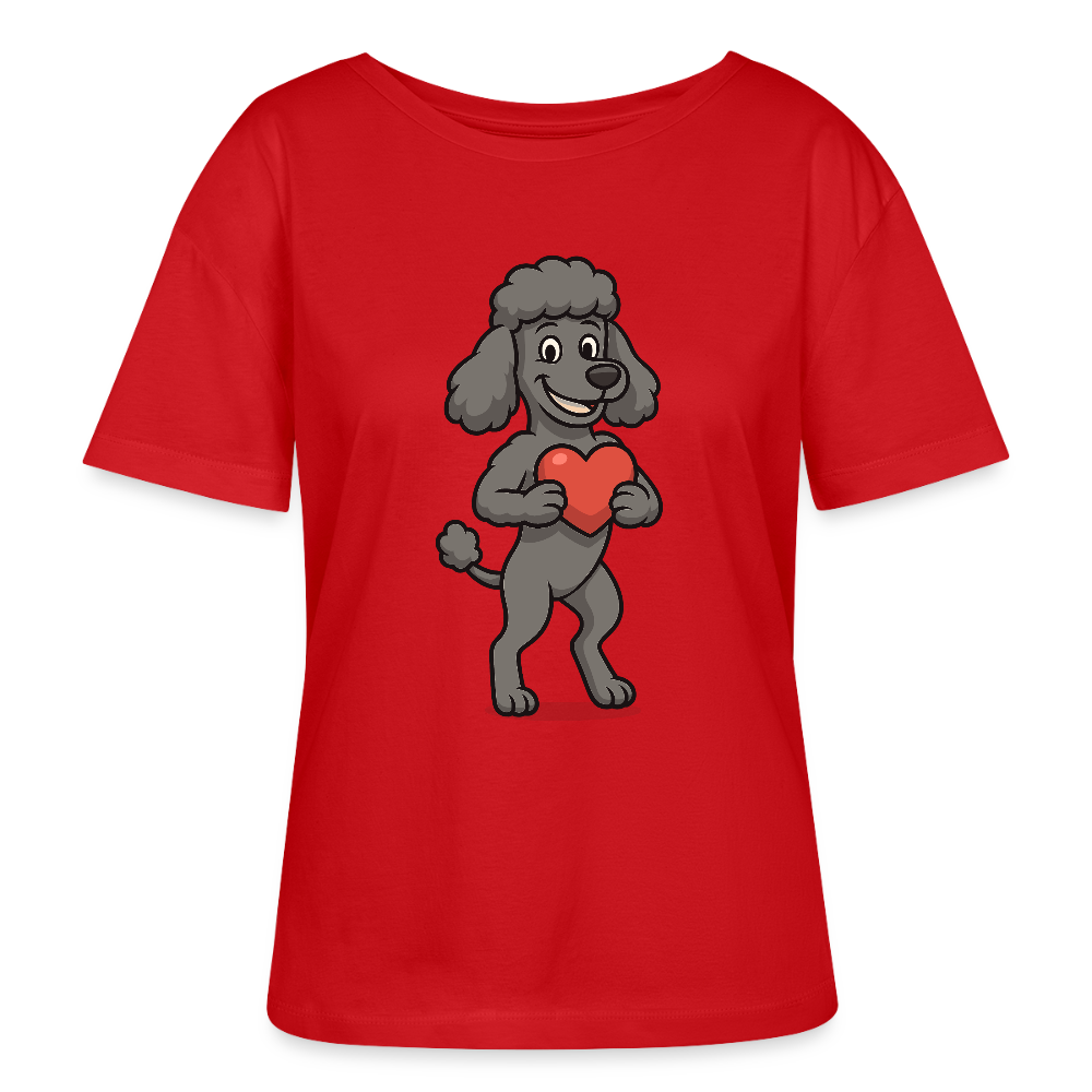 Pudel Shirt mit Herz Cartoon – Liebevolles Hunde Motiv für Valentinstag, Geschenke und Hundeliebhaber - Rot
