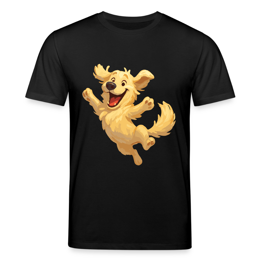 Golden Retriever T-Shirt Springender Cartoon – fröhliches Hundemotiv, perfektes Geschenk für Hundeliebhaber und Tierfreunde - Schwarz