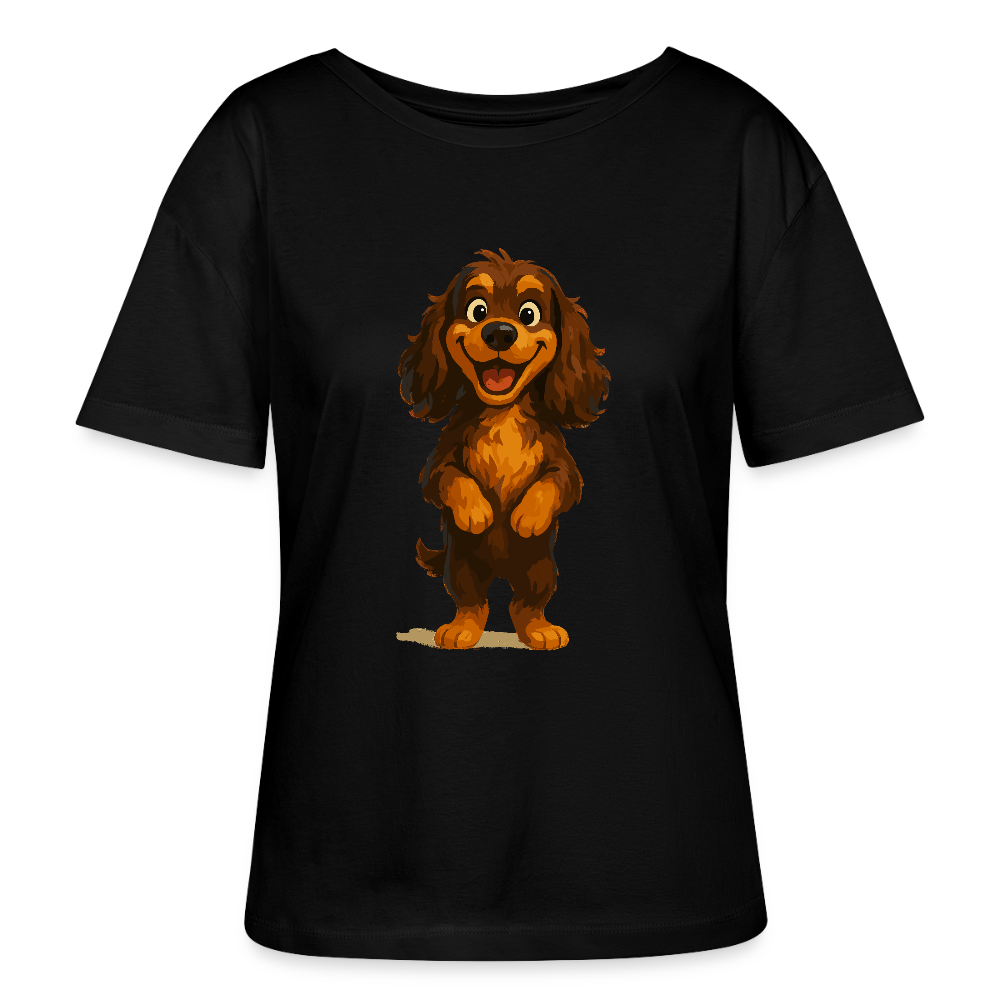 Cocker Spaniel Shirt breit grinsend – Lustiger Cartoon Hund, fröhliches Motiv für Hundeliebhaber und Tierfreunde - Schwarz