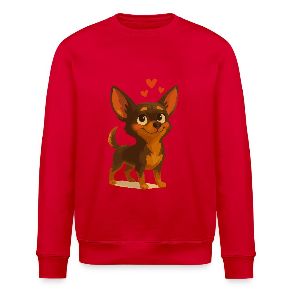 Verliebter Chihuahua Sweatshirt Cartoon Hund mit Herzen – süßes romantisches Tiermotiv, Geschenkidee für Valentinstag und Hundefans - Rot