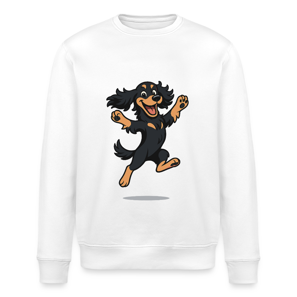 Cocker Spaniel Sweatshirt - fröhlicher hüpfender Cartoon  – lustiges Hundemotiv voller Freude, Geschenkidee für Hundeliebhaber und Tierfreunde - Weiß