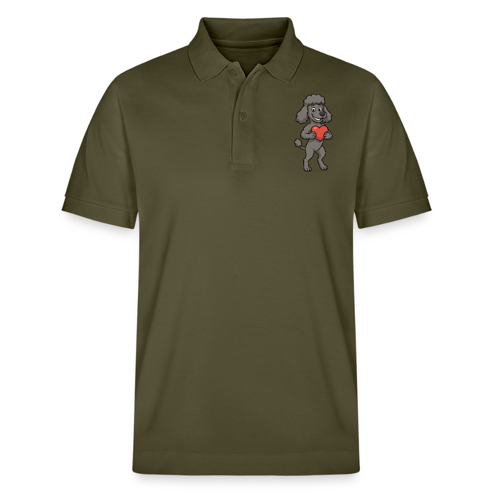 Pudel Poloshirt mit Herz Cartoon – Liebevolles Hunde Motiv für Valentinstag, Geschenke und Hundeliebhaber - Khaki