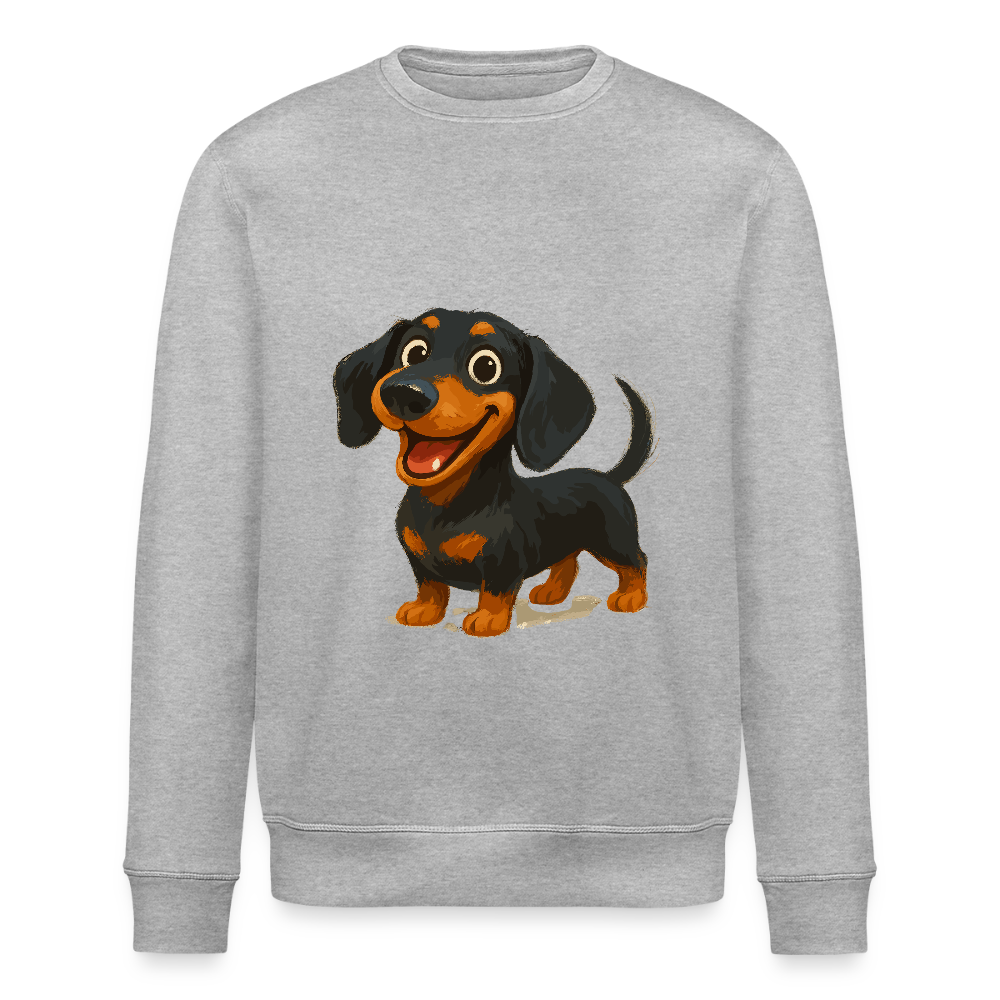 Dackel Sweatshirt – Fröhlicher Cartoon Dachshund | Niedlicher Hund Pullover Geschenk für Hundefans - Grau meliert