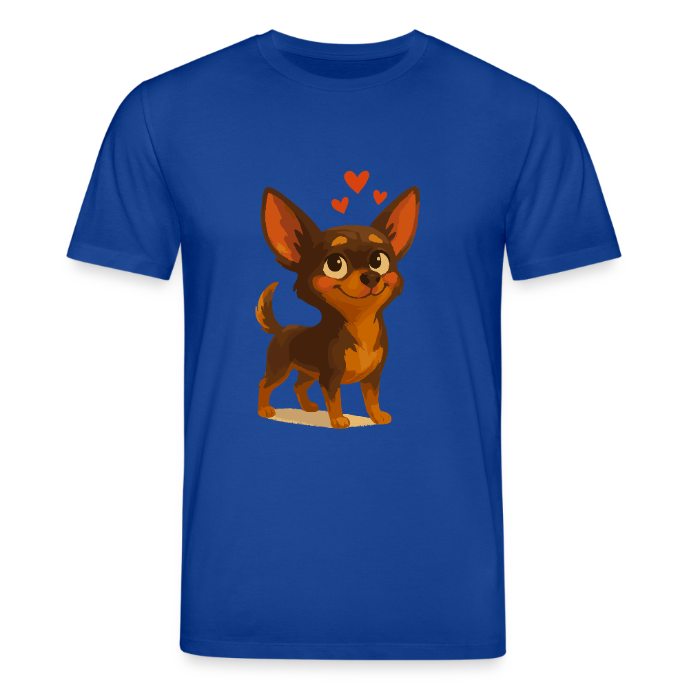 Verliebter Chihuahua T-Shirt Cartoon Hund mit Herzen – süßes romantisches Tiermotiv, Geschenkidee für Valentinstag und Hundefans - Dunkelblau