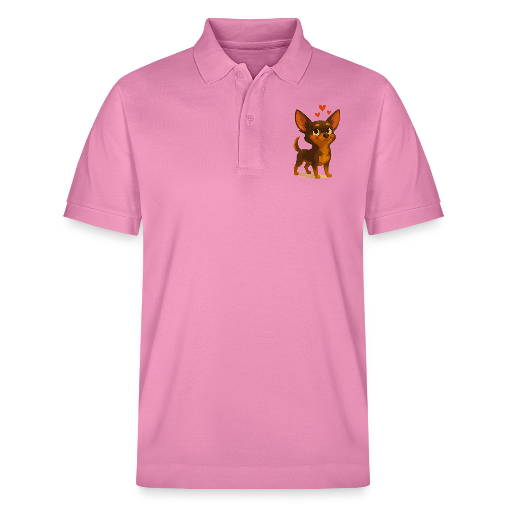 Verliebter Chihuahua Poloshirt Cartoon Hund mit Herzen – süßes romantisches Tiermotiv, Geschenkidee für Valentinstag und Hundefans - Blasenrosa