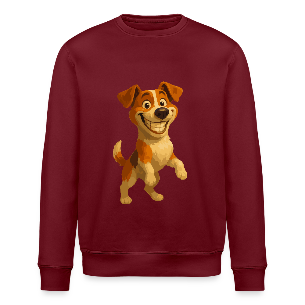 Jack Russell Terrier Sweatshirt breit grinsend – süßer Cartoon Hund, lustiges Motiv für Hundeliebhaber & Geschenkidee für Tierfreunde - Burgunderrot
