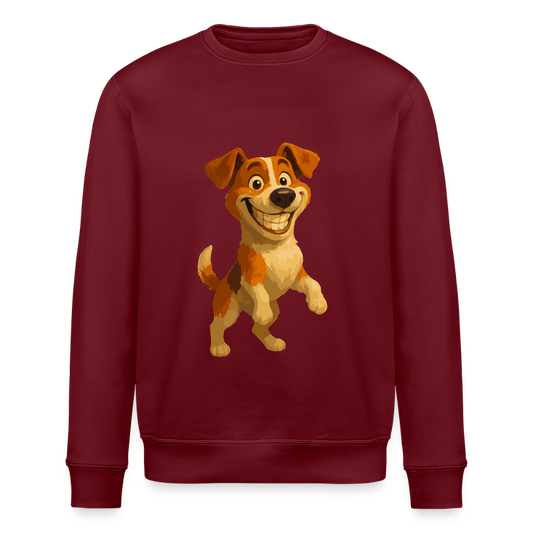 Jack Russell Terrier Sweatshirt breit grinsend – süßer Cartoon Hund, lustiges Motiv für Hundeliebhaber & Geschenkidee für Tierfreunde - Burgunderrot
