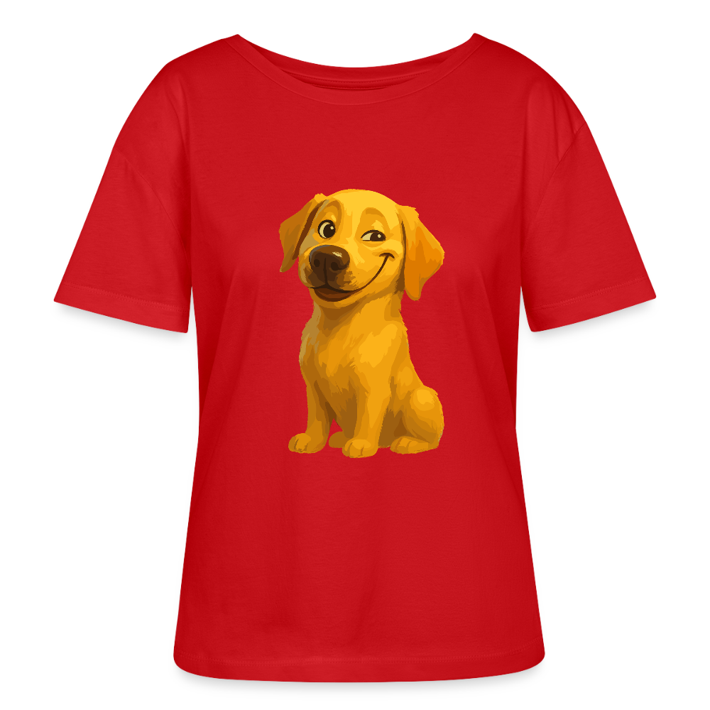 Labrador Shirt – Grinsender Cartoon Hund | Lustiges Geschenk für Hundebesitzer, Hundefans und Labrador-Liebhaber - Rot