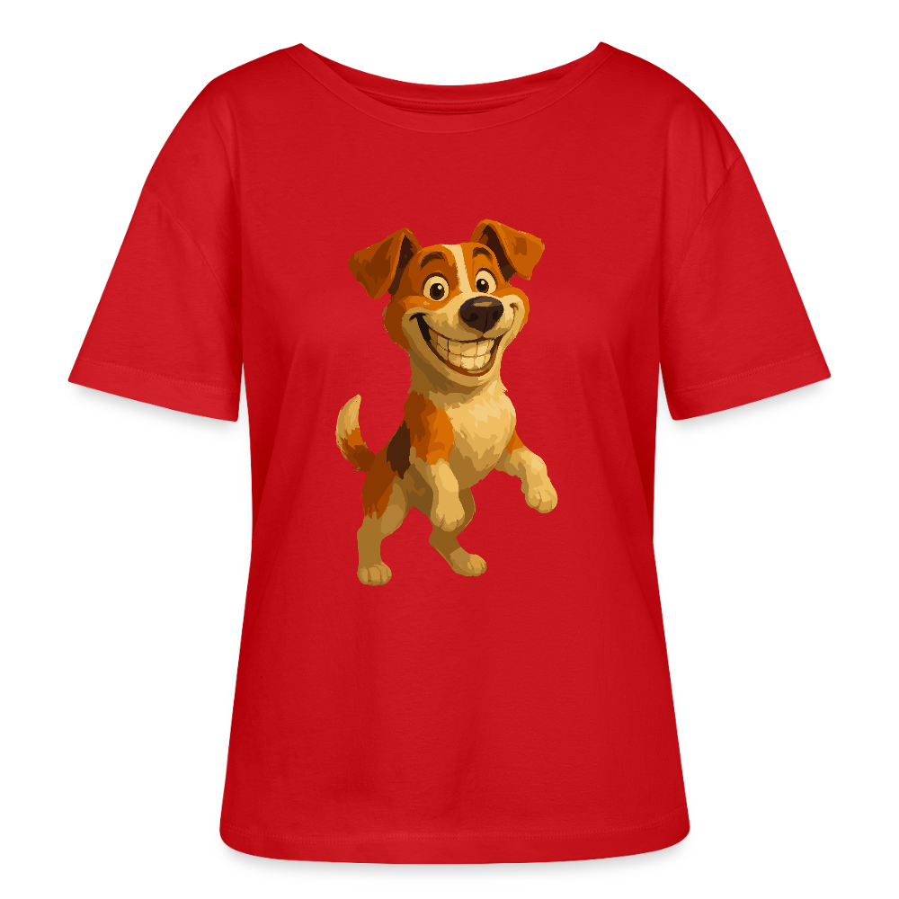Jack Russell Terrier Shirt breit grinsend – süßer Cartoon Hund, lustiges Motiv für Hundeliebhaber & Geschenkidee für Tierfreunde - Rot