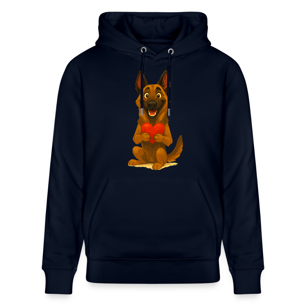 Malinois Hoodie mit Herz Cartoon – liebevoller Belgischer Schäferhund als Hunde Motiv für Hundeliebhaber und Geschenkideen - Navy