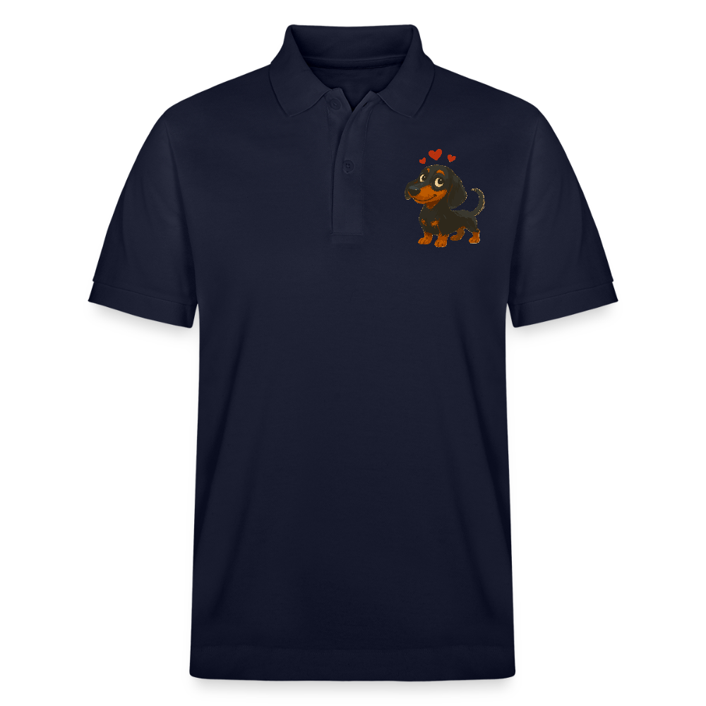 Dackel Poloshirt – Verliebter Cartoon Dachshund | Süßer Hund Pullover Geschenk mit Herzen für Valentinstag & Hundefans - Navy