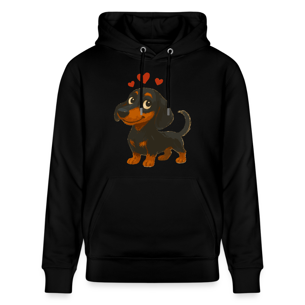 Dackel Hoodie – Verliebter Cartoon Dachshund | Süßer Hund Pullover Geschenk mit Herzen für Valentinstag & Hundefans - Schwarz