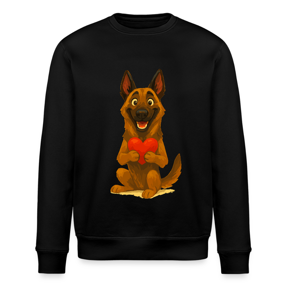 Malinois Sweatshirt mit Herz Cartoon – liebevoller Belgischer Schäferhund als Hunde Motiv für Hundeliebhaber und Geschenkideen - Schwarz