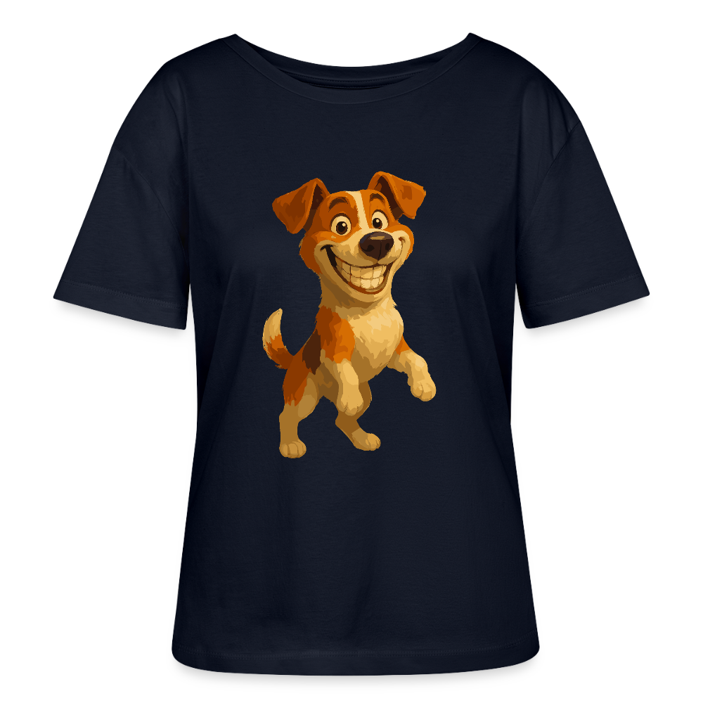 Jack Russell Terrier Shirt breit grinsend – süßer Cartoon Hund, lustiges Motiv für Hundeliebhaber & Geschenkidee für Tierfreunde - Navy