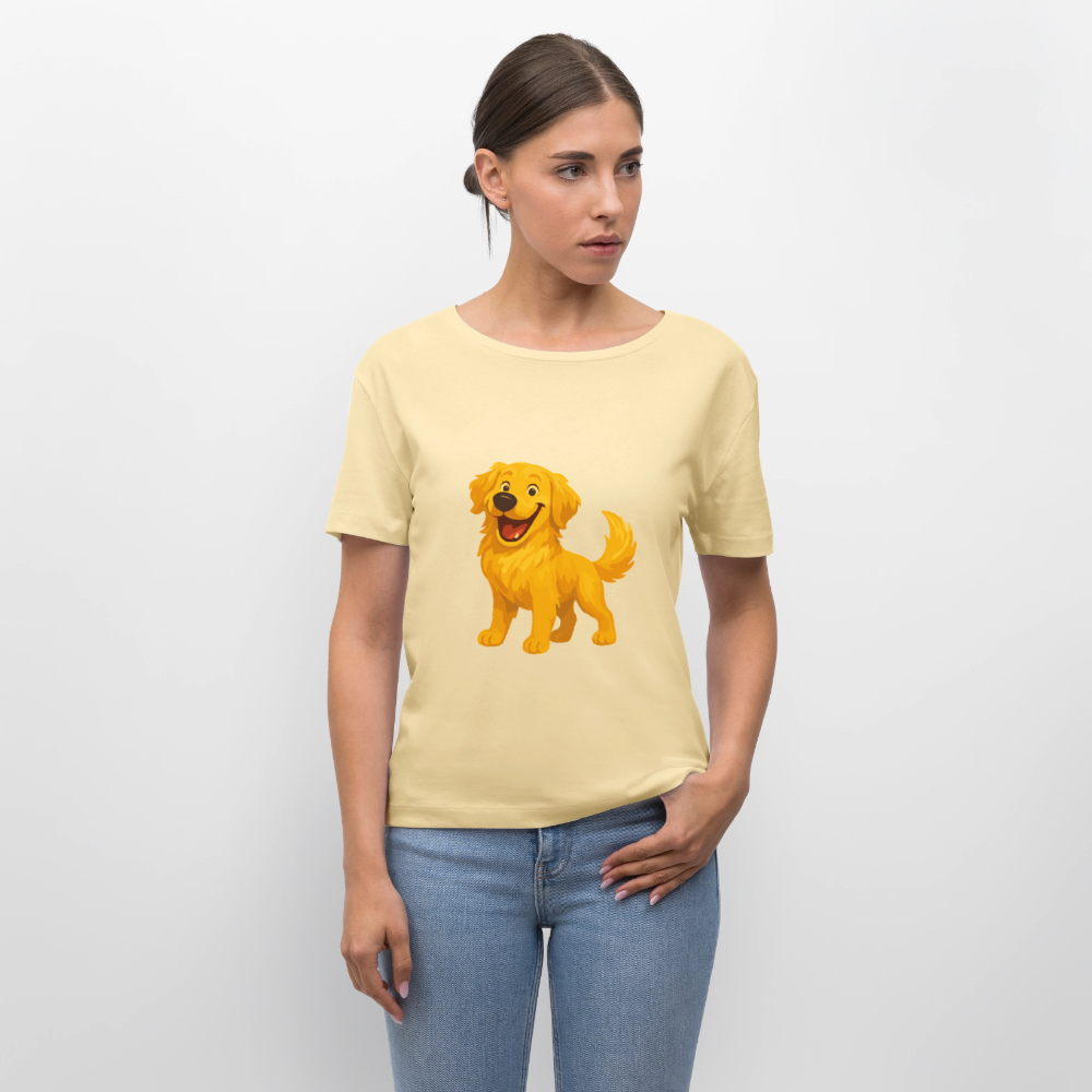 Golden Retriever Shirt Fröhlicher  Cartoon – lachendes Hundemotiv, süßes Geschenk für Hundeliebhaber und Tierfreunde - Creme