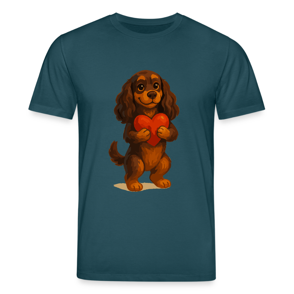Cocker Spaniel T-Shirt mit Herz – Süßer Cartoon Hund, perfektes Motiv für Valentinstag und Hundeliebhaber - Dunkles Petrol