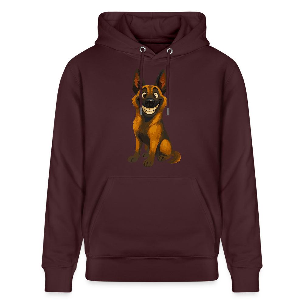 Malinois Hoodie Grinsender Cartoon – lustiger Belgischer Schäferhund im gemalten Stil als humorvolles Hunde Motiv für Hundeliebhaber - Maroon