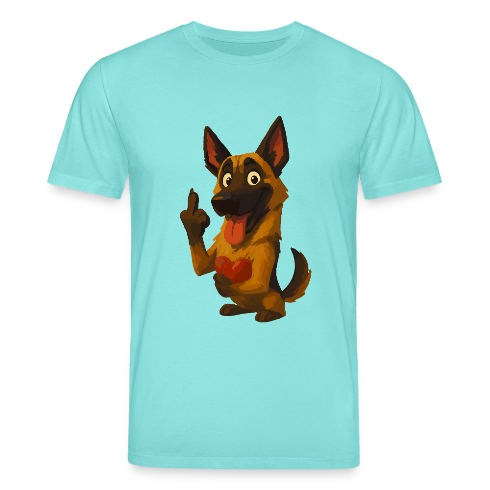 Frecher Malinois T-Shirt mit Herz – witziges und provokantes Hunde Cartoon Motiv für Hundeliebhaber mit Sinn für Humor - Poolblau