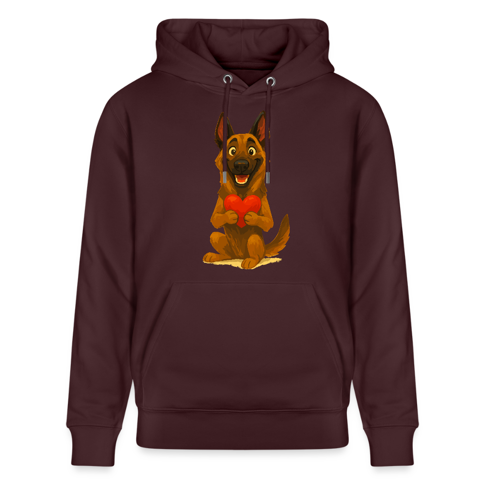 Malinois Hoodie mit Herz Cartoon – liebevoller Belgischer Schäferhund als Hunde Motiv für Hundeliebhaber und Geschenkideen - Maroon