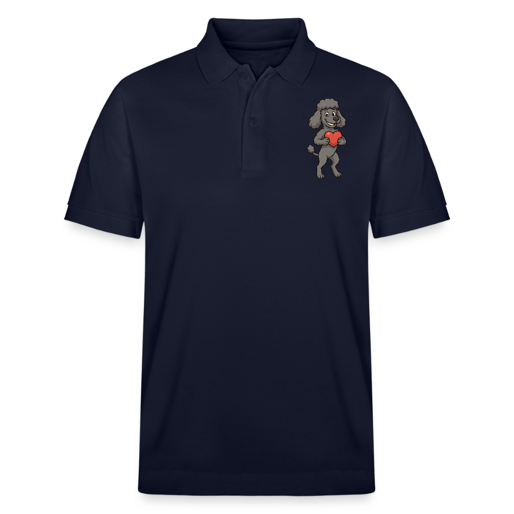 Pudel Poloshirt mit Herz Cartoon – Liebevolles Hunde Motiv für Valentinstag, Geschenke und Hundeliebhaber - Navy