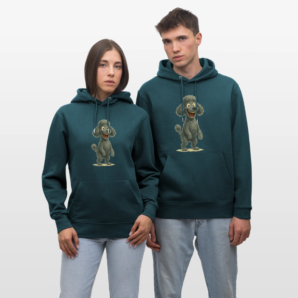 Pudel Hoodie mit breitem Grinsen Lustiger Cartoon – Witziges Hunde Design für Pudel Fans und Hundeliebhaber - Dunkles Petrol